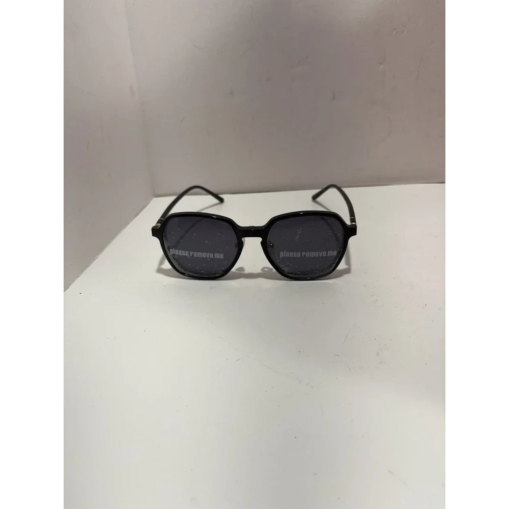 ZENNI Black & Gold Trim Metal Frames With Magnetic Sun Shades 5860921 Geometric